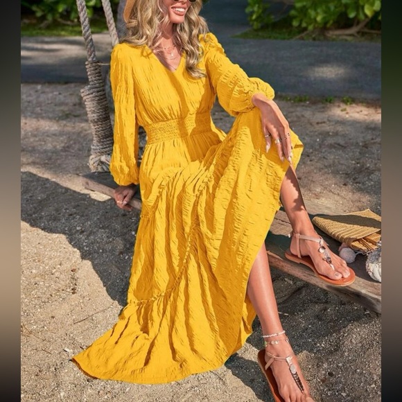 Boho ruffle hem fall dress - Picture 10 of 16